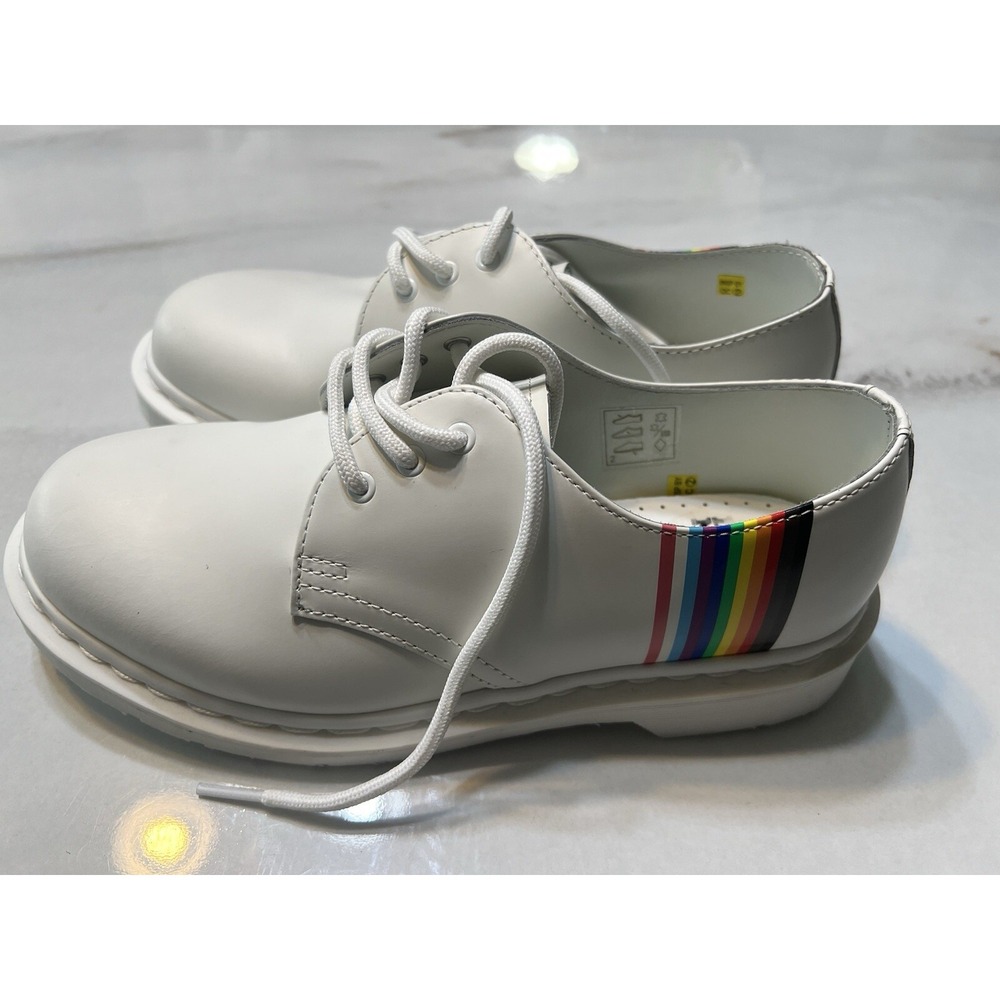 Dr Martens 1461 Rainbow Pride Shoes White Leather Lace Up Oxfords Sz Mens 6 W‎ 7